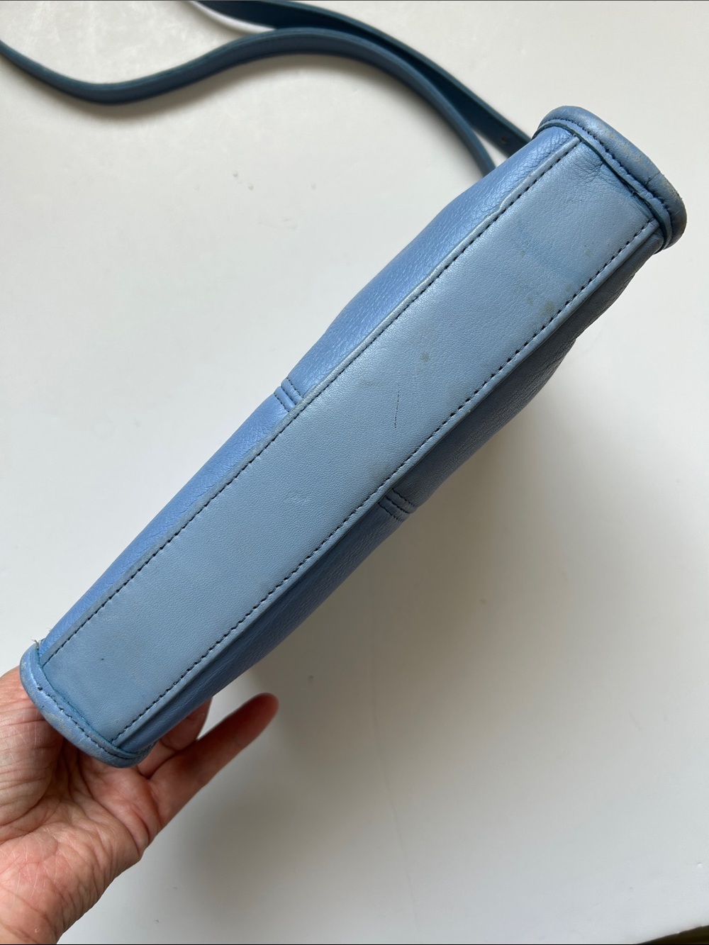 Coach Vintage 4104 Blue Leather Crossbody Bag 90s - Picture 8 of 10